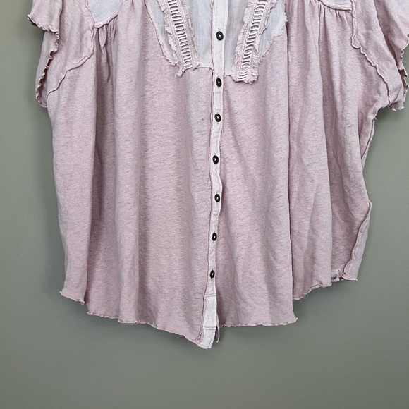 {Free People We The Free} Sofia Henley Short Sleeve Top in Pink - Womens Small - Picture 4 of 9